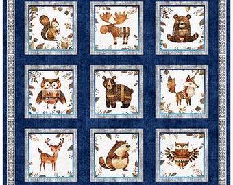Bearsville Animal Picture Patch Fabric Panel by QT Fabrics
