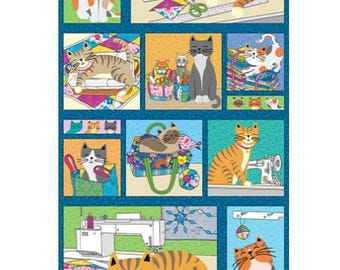 Cheeto's Life, Sewing Kitty Cat Fabric Panel #47**