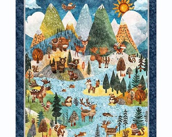 Bearsville Forest Fabric Panel by QT Fabrics