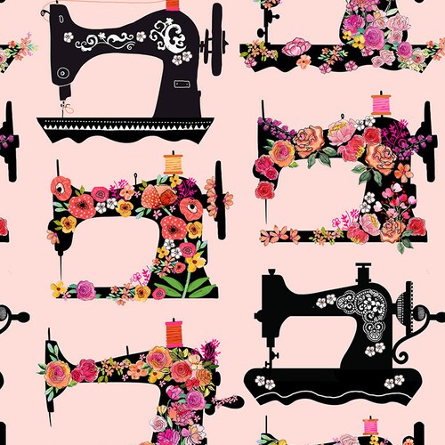 Retro Sewing Machine Fabric Panel Pastel Etsy