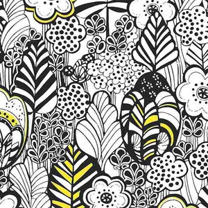 Doodled Tri Color Florals Cotton Fabric by Timeless Treasures