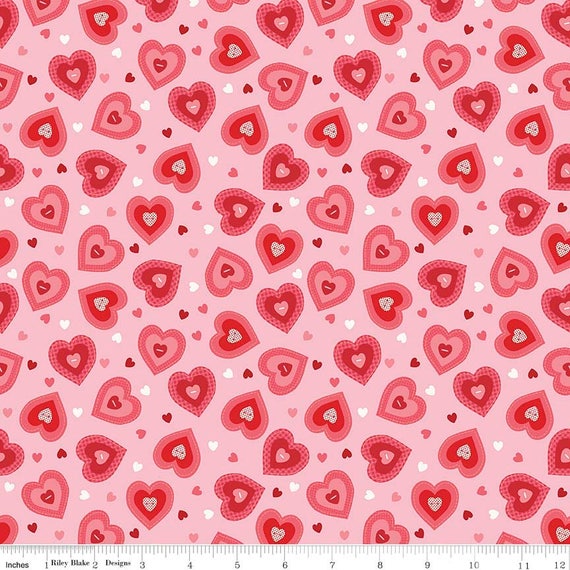 SALE Kewpie Heart Pink Cream Riley Blake | Etsy