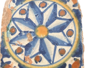 Azulejo, Olambrilla Plana - Spanish Moorish Mudejar Floor Tile, 16th century