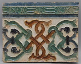 Azulejo, Arista y Cuenca - Spanish Moorish Mudejar Tile, Toledo 16th century