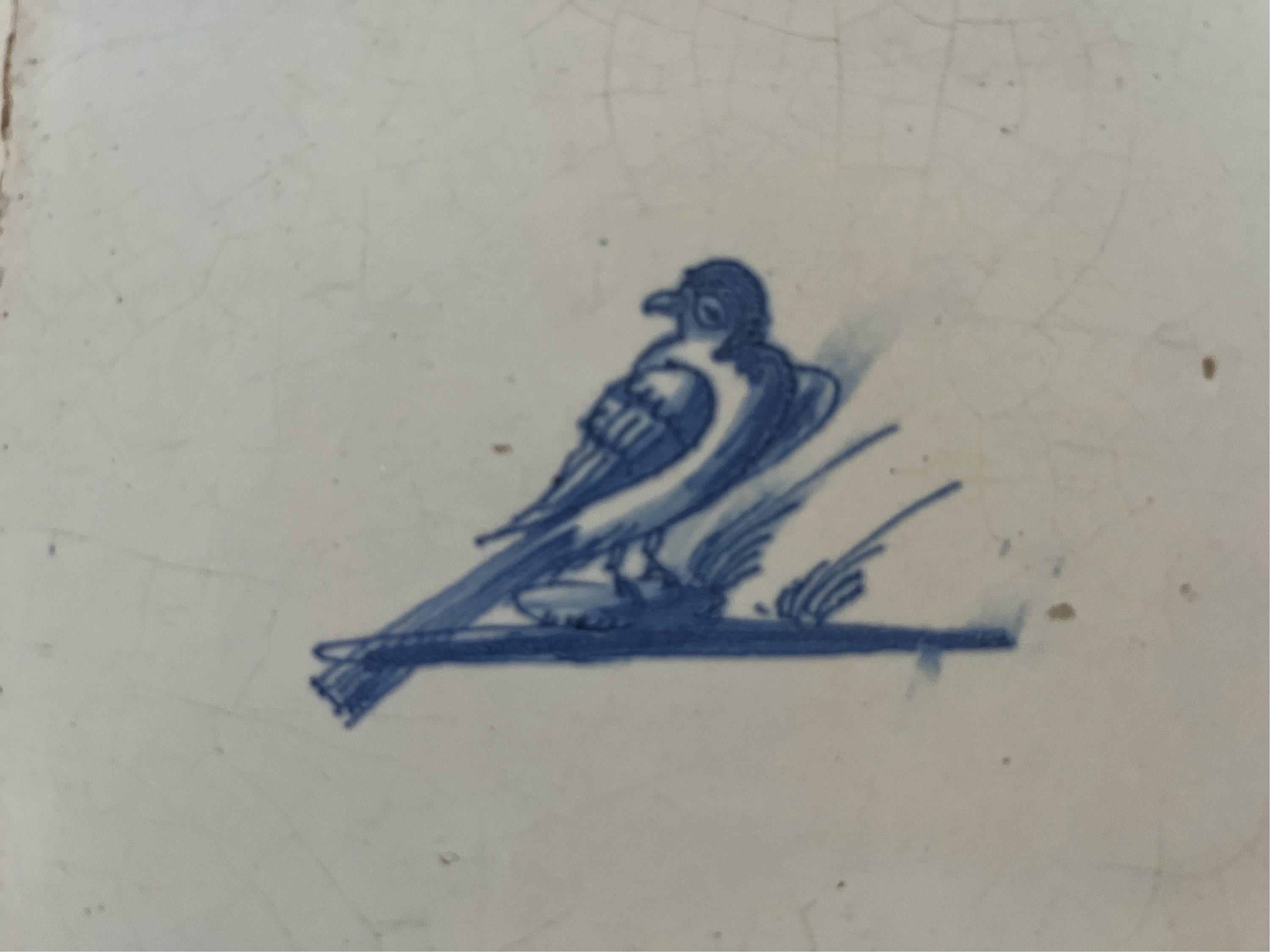 17世紀 オランダ デルフトタイル 鳥 | ATHENES-SERVICES.FR