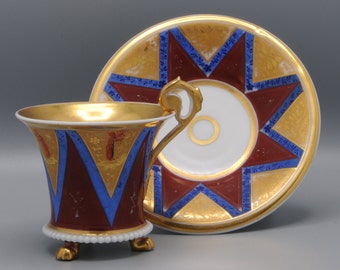 Darte Freres (?) - Tasse et soucoupe à décor de chinoiserie, début 19ème siècle