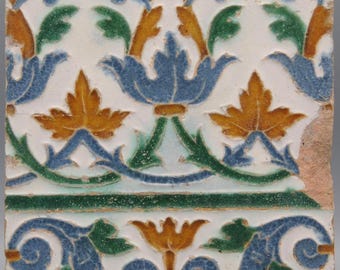 Azulejo, Arista y Cuenca - Spanish Moorish Mudejar Tile, Toledo 16th century