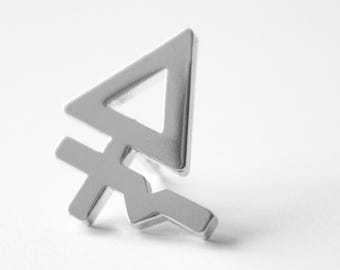 Silver Sulfur Symbol Enamel Pin – Gothic Fan Badge