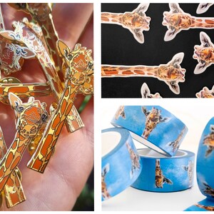 Happy Giraffe Bundle Gift For Animal Lover Scrapbooking Supplies Animal Pin Badge Gift For Friend