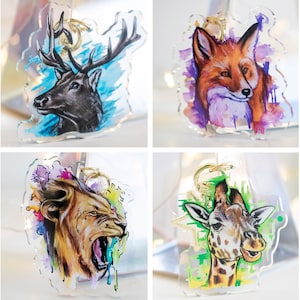 Cute Animal Keychain – Wildlife Gift for Friends – Forest Animal Accessory – Backpack or Bag Charm