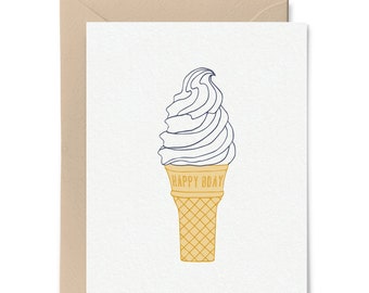 Ice Cream Birthday Card // happy birthday card, soft serve ice cream, ice cream lover, summer birthday card, frostee birthday day