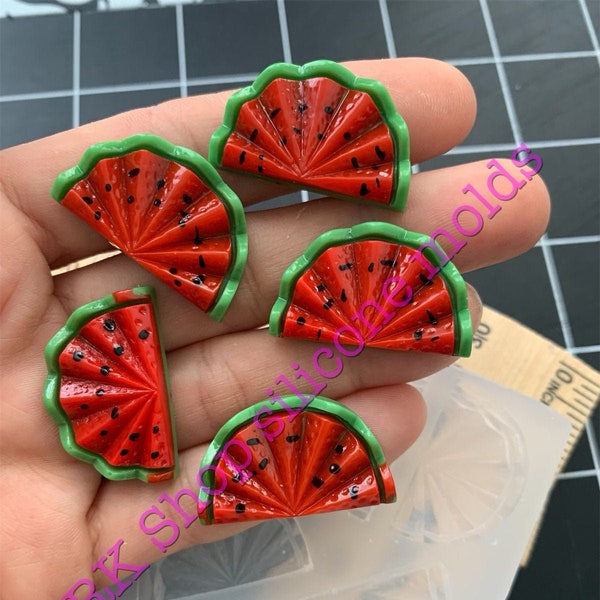 Watermelon fruit-food slice silicone mold for Fondant-Resin-polymer Clay-handcrafts-Candy-chocolate-wax-soap embeds-Jewelry-handmade molds.