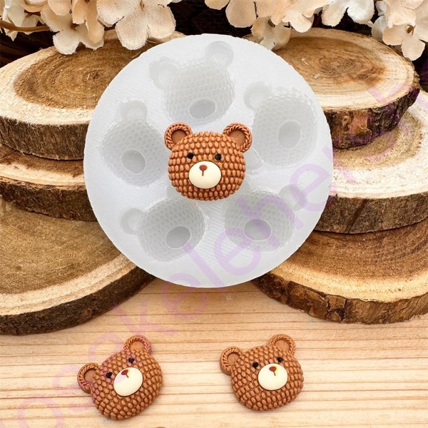 Teddy Bear face handmade silicone mold (VERY SMALL) for Fondant-baby shower-Resin-crafts-Clay-Candy-chocolate-plaster-Jewelry making.