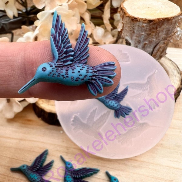 HUMMINGBIRD Bird silicone mold (very tiny- flat back) for Fondant-Resin-handcrafts-polymer Clay-Candy-Jewelry-handmade mold