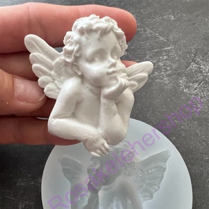 MEDIUM Angel cherub silicone mold-cupid-christmas ornament-Resin-crafts-Clay-soap-wax-religious-saint-church-baptism-first communion