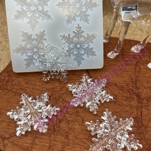 Snowflake with hole size large Silicone Mold for Fondant-Resin-polymer Clay-Candy-Jewelry-handcrafts-Christmas decoration-handmade mold