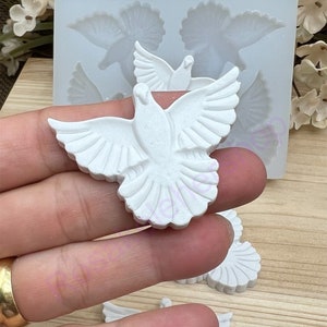 Dove Bird MEDIUM flat silicone mold  for Fondant-Resin-handcrafts-polymer Clay-Candy-Jewelry-religious-baptism-first communion-handmade mold