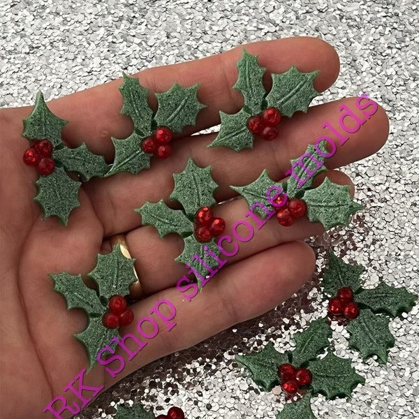 Christmas Holly FLATBACK Cabochon  for Cellphones, jewelery diy-Embellishment, Crafts, Scrapbooking, DIY Projects-Kawaii Cabs
