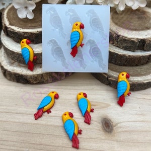 Parakeet Bird handmade silicone mold (very tiny) for Fondant-Resin-crafts-Clay-Candy-Jewelry making-stud earrings-chocolate and more.