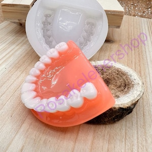 Silicone MOLD to make 3D FAKE Toy Shine Dentures (This is not real dentures size MOLD) for Resin-crafts-Jewelry-False teeth toy-Halloween.