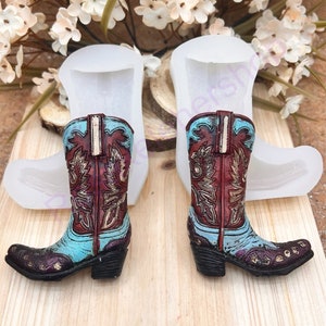 Cowboy 3 D western boots-shoes silicone mold #2-farm boots-Rodeo boots for resin-fondant-handcrafts-soap-polymer clay-handmade molds
