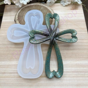 Crucifix-hearts Cross Silicone Mold-Fondant-Resin-polymer Clay-Candy-Handcrafts-Christmas ornament-religious mold-church mold