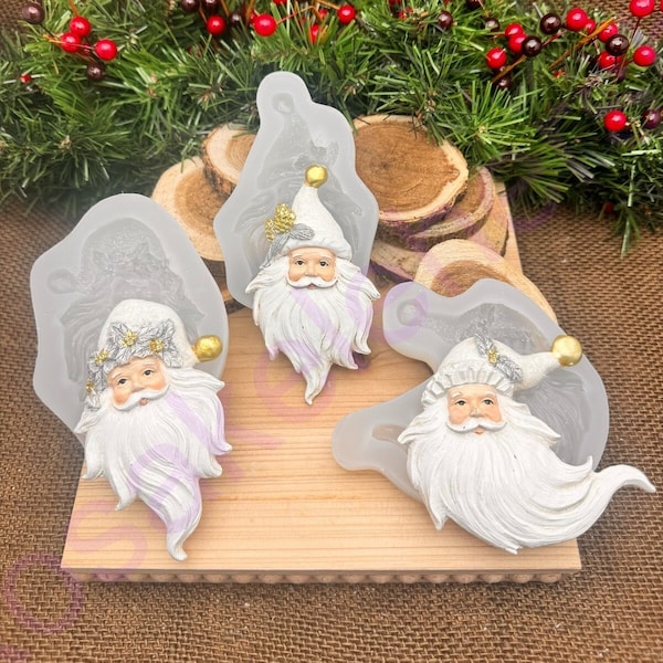 Santa Claus's-Christmas ornaments handmade silicone mold for fondant-Resin-crafts-Clay-soap-wax-chocolate-candy-plaster and more.