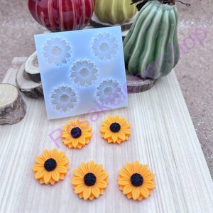 SUN FLOWERS silicone mold size medium for Fondant-Resin-polymer Clay-Candy-Jewelry-Handcrafts-chocolate-wax-soap embeds-handmade molds.