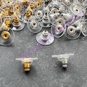 Stainless Steel Comfort bullet Clutch Stud Earring Backs w/ Clear Pad-Ear Nuts-Loose Clear Earring Backs-Plastic Earring Backs