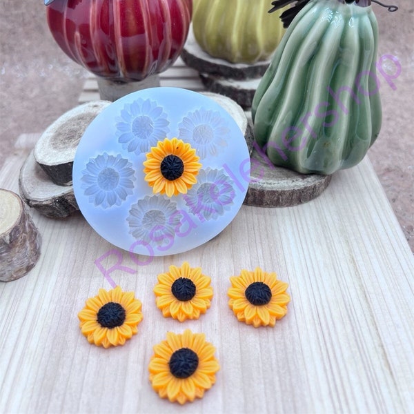 SUN FLOWERS silicone mold small size for Fondant-Resin-polymer Clay-Candy-Jewelry-Handcrafts-chocolate-wax-soap embeds-handmade molds.