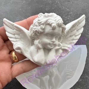X-LARGE Angel cherub silicone mold-harp-cupid-Christmas ornament-Resin-crafts-Clay-soap-wax-religious-saint-church-baptism-first communion