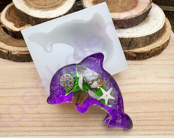 Dolphin-Fish handmade silicone mold for Fondant-Resin-crafts-Clay-Candy-Jewelry making-chocolate and more.