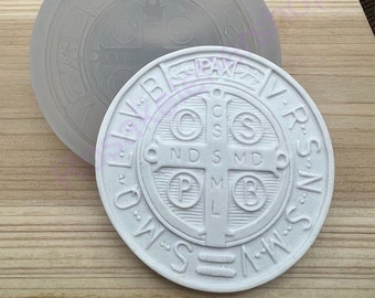 Saint Benedict Medal silicone mold for handcrafts-polymer clay-resin-fondant-Christmas ornaments-chocolate-wax-soap-candy-handmade mold.