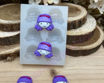 Cute Girls face-head handmade silicone mold for Fondant-Resin-crafts- Clay-Candy-Jewelry making-chocolate and more.