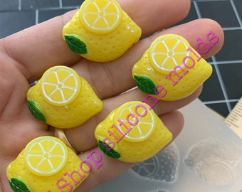 Lemon fruit handmade silicone mold flat back for Fondant-Resin-Clay-DYI crafts-Jewelry making-chocolate-plaster-candy.