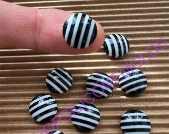 026 round black/white stripes resin  Cabochon Read to Ship Embellishment-flat back-diy jewelwery-Beads-Crafts-crapbooking,DIY Projects