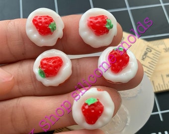 Strawberries Donuts-deserts-sweets-food-candy handmade silicone mold for Fondant-Resin-Clay-Jewelry making-crafts and more.(Very Tiny)