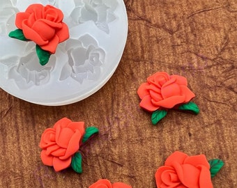Roses with leaves silicone mold-Flowers mold-plants molds for Fondant-Resin-polymer Clay-Candy-Jewelry-handcrafts-handmade molds