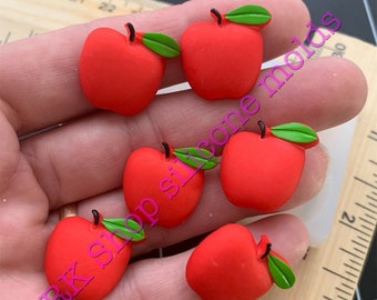 Apples-fruit-Flat back silicone mold for Fondant-Resin-polymer Clay-handcrafts-Candy-Jewelry-chocolate-wax-handmade mold. (small)