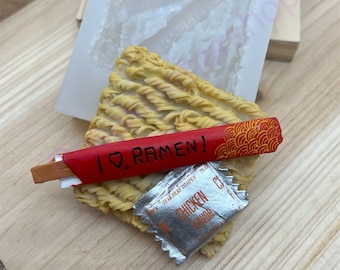 Instant noodles 3D pasta-Instant ramen noodle block-food handmade silicone mold for crafts-resin-fondant-clay-chocolate wax-soap and more.