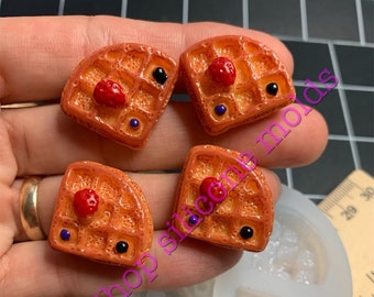 Strawberry Waffles deserts sweets handmade silicone mold for Fondant-Resin-clay-Candy-Jewelry making  chocolate-craft supplies.(VERY SMALL)