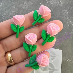 Rosebud-flower-rose-silicone mold for spring-Fondant-Resin-polymer Clay-Candy-Jewelry-handcrafts-chocolate-wax-soap embeds-handmade mold.