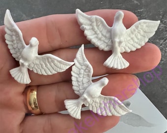 Dove Bird silicone mold medium size 3 cavities for Fondant-Resin-handcrafts-polymer Clay-Jewelry-religious-baptism-first communion-church