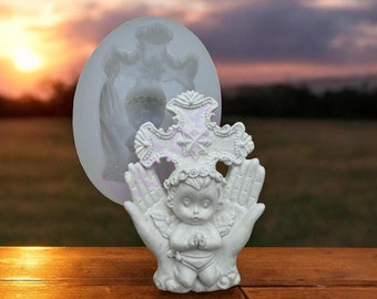 Angel handmade silicone mold for Resin-fondant-chocolate-candy-plaster-crafts-Clay-Christmas ornament-religious-baptism-first communion.