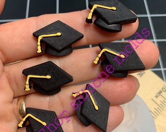 Graduation hats Silicone Mold  (TINY-SMALL) for Fondant-Resin-handcrafts-polymer Clay-Candy-Jewelry-handmade molds.