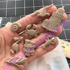 Light house-seashell-Lobster-bird-crab-boat Silicone Mold  (VERY SMALL) Sea-Beach-Ocean-Fondant-Resin-crafts- clay-handmade molds