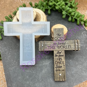Cross with Psalms written from the  Bible Silicone Mold-Fondant-Resin-polymer Clay-Candy-crafts-Christmas ornament-religious-church mold.