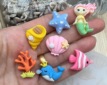 Sea Silicone Mold for Fondant-Resin-handcrafts-polymer clay-handmade molds-starfish-sea shell-fish-mermaid-whale mold.