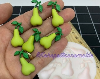 Pears-Fruits-food silicone mold for Fondant-Resin-polymer Clay-handcrafts-chocolate-wax-soap embeds-handmade molds. (Very small)