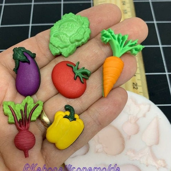 Vegetables silicone mold-Carrot-tomato-pepper-Beet-Eggplant-lettuce for Fondant-Resin-polymer Clay-Candy-chocolate-wax-Jewelry-handmade mold